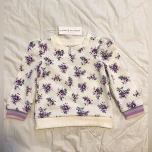 Janie and Jack Kids Sweatshirt - Cream with Purple Floral